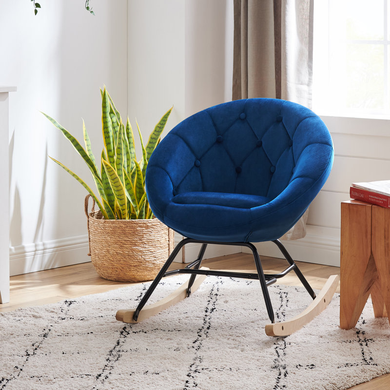 Corrigan Studio® Modern Velvet Tufted Back Round Accent Rocking Chair